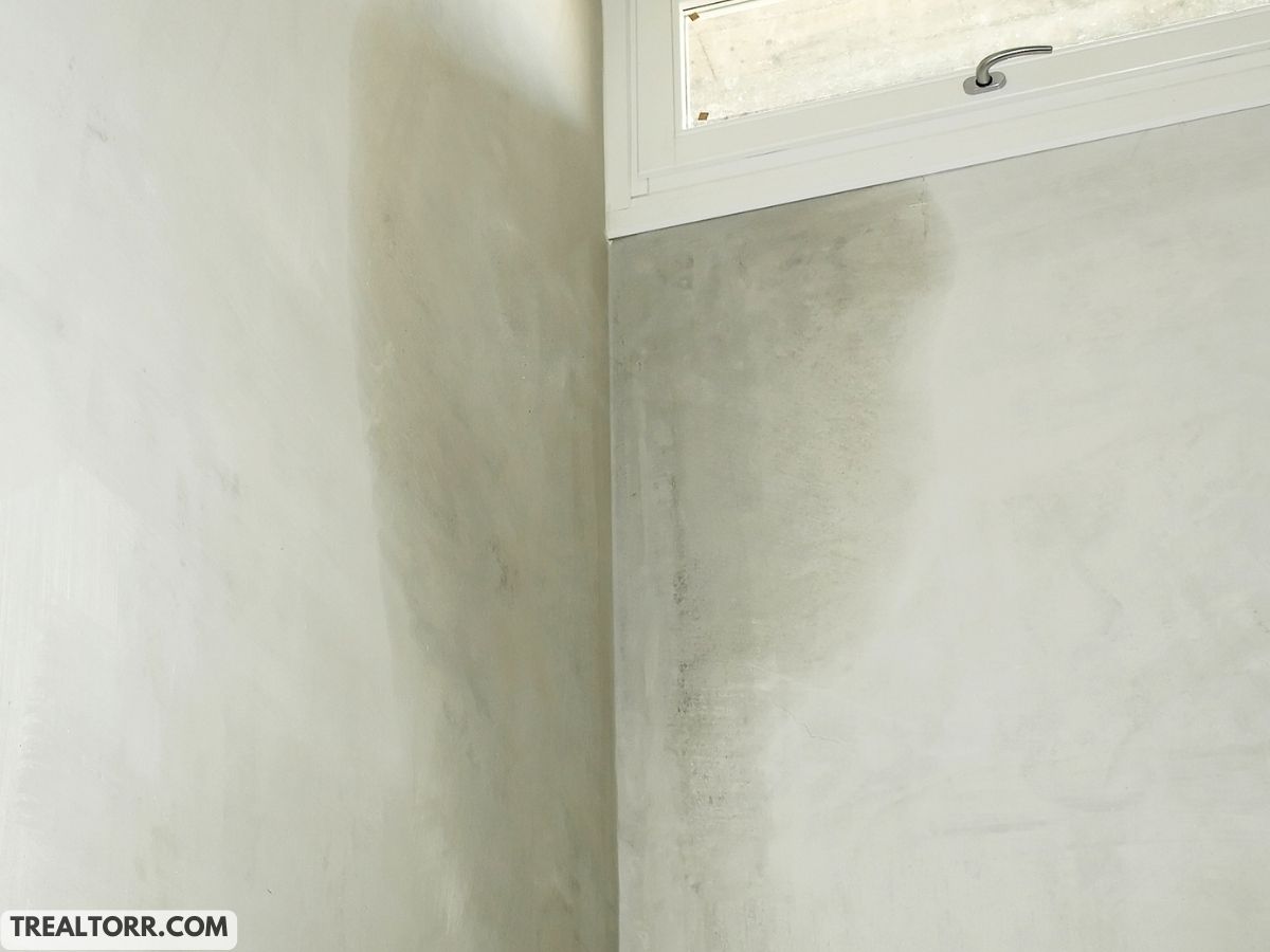 Water damage on interior walls