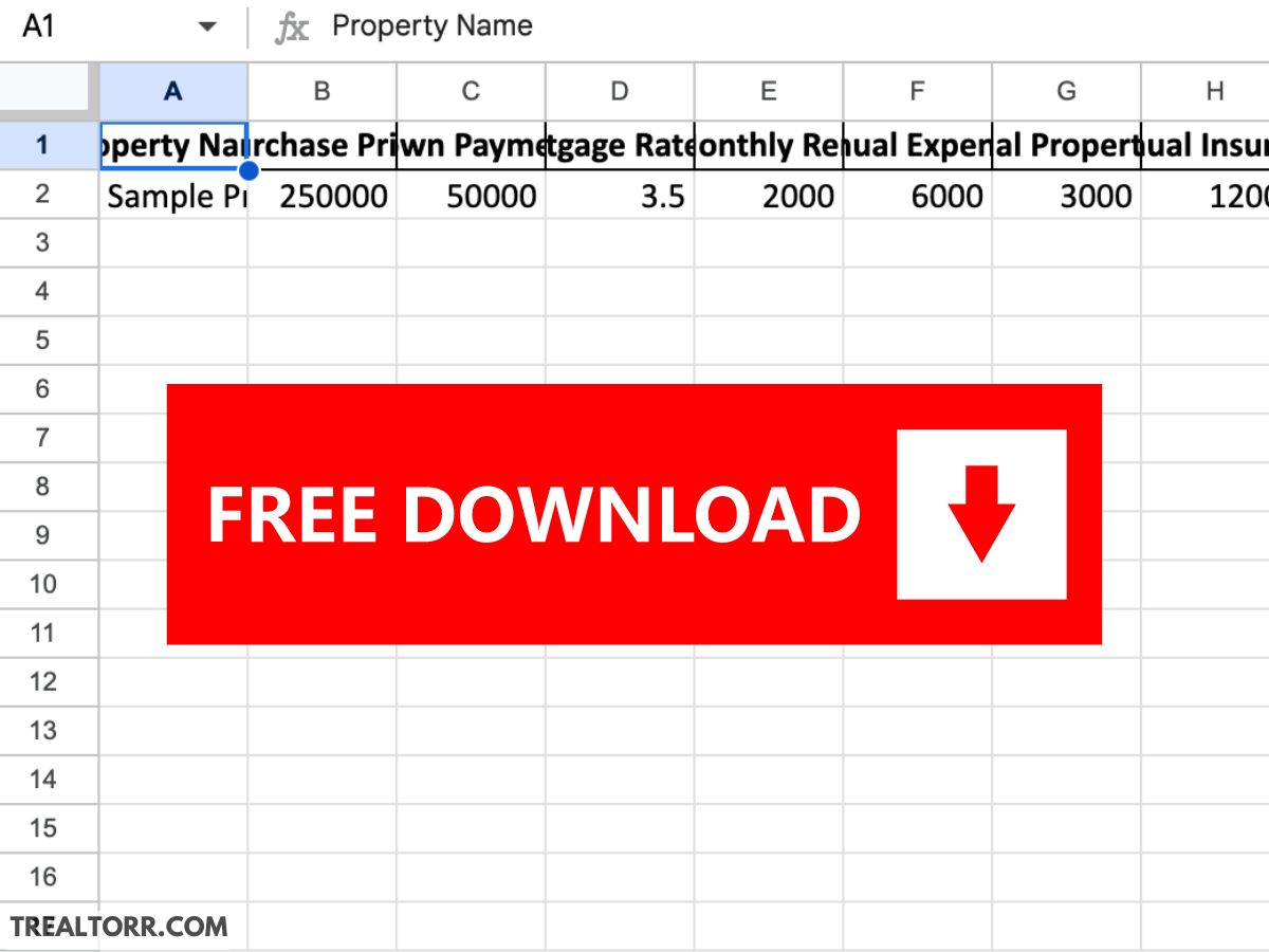 Free Excel Property Investment Analysis Spreadsheet Template
