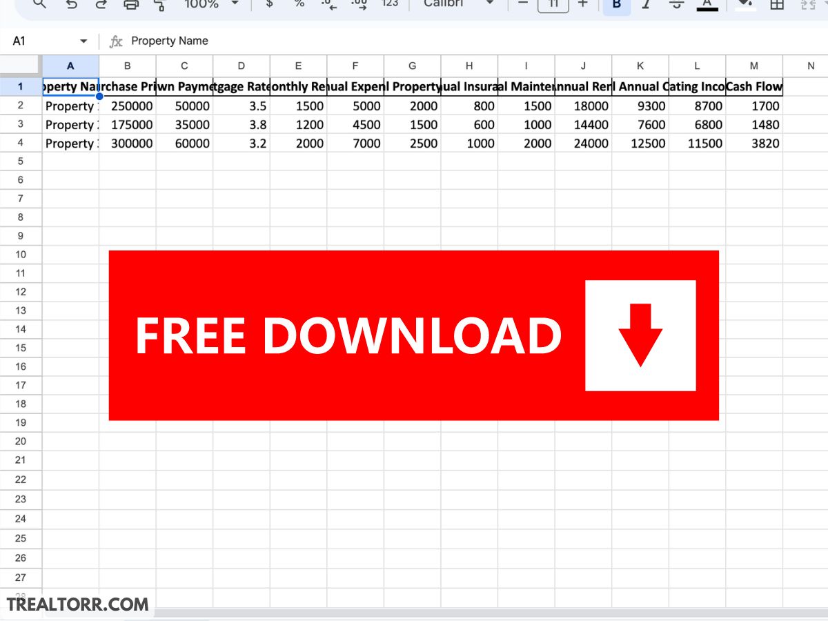 Free Excel Template For Real Estate Investment