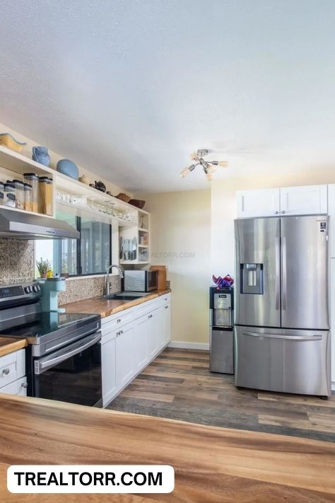 kitchen - oven cabinet fridge wooden floor