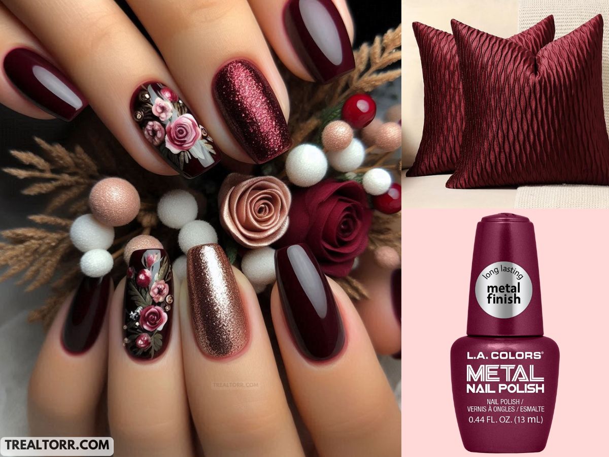 dark fall red nail polish nail art 7 Stunning Fall Nail Colors That Will Totally Elevate Your Home Decor Game