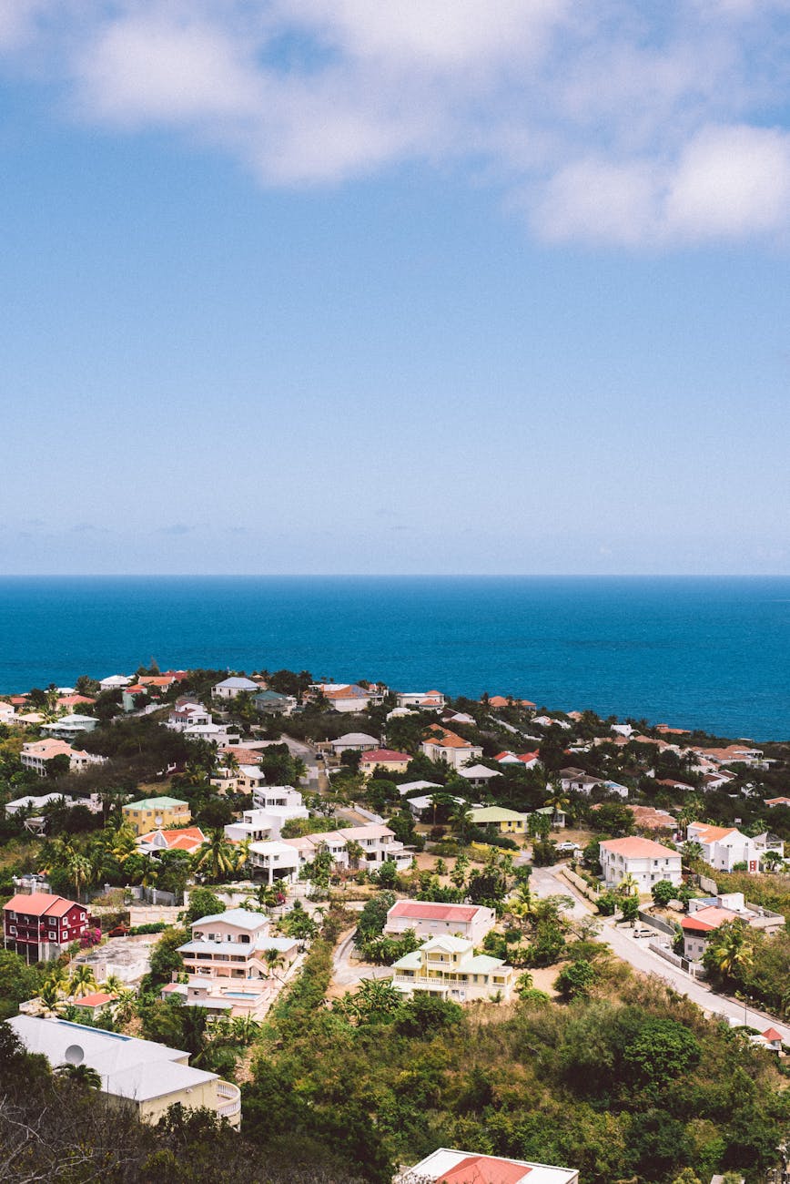 aerial shot of houses 6. St. Kitts and Nevis