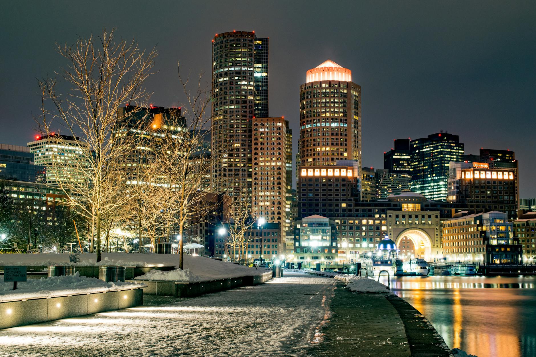 city buildings during night time Boston