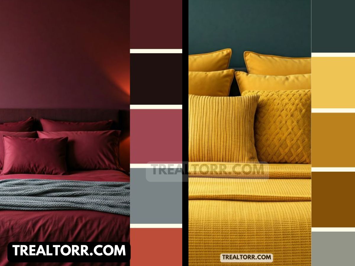 Winter Color Palette red yellow bedroom home decor
