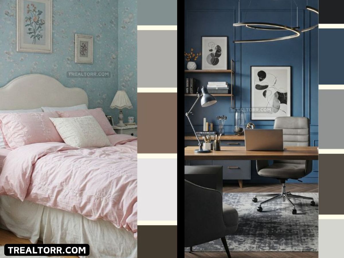 Blue color palette bedroom office home decor colors inspire
