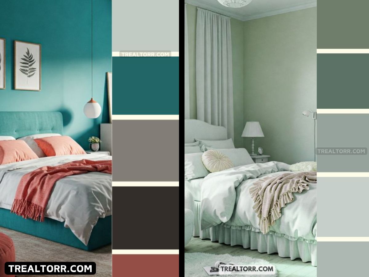 Green color palette green bedroom home decor