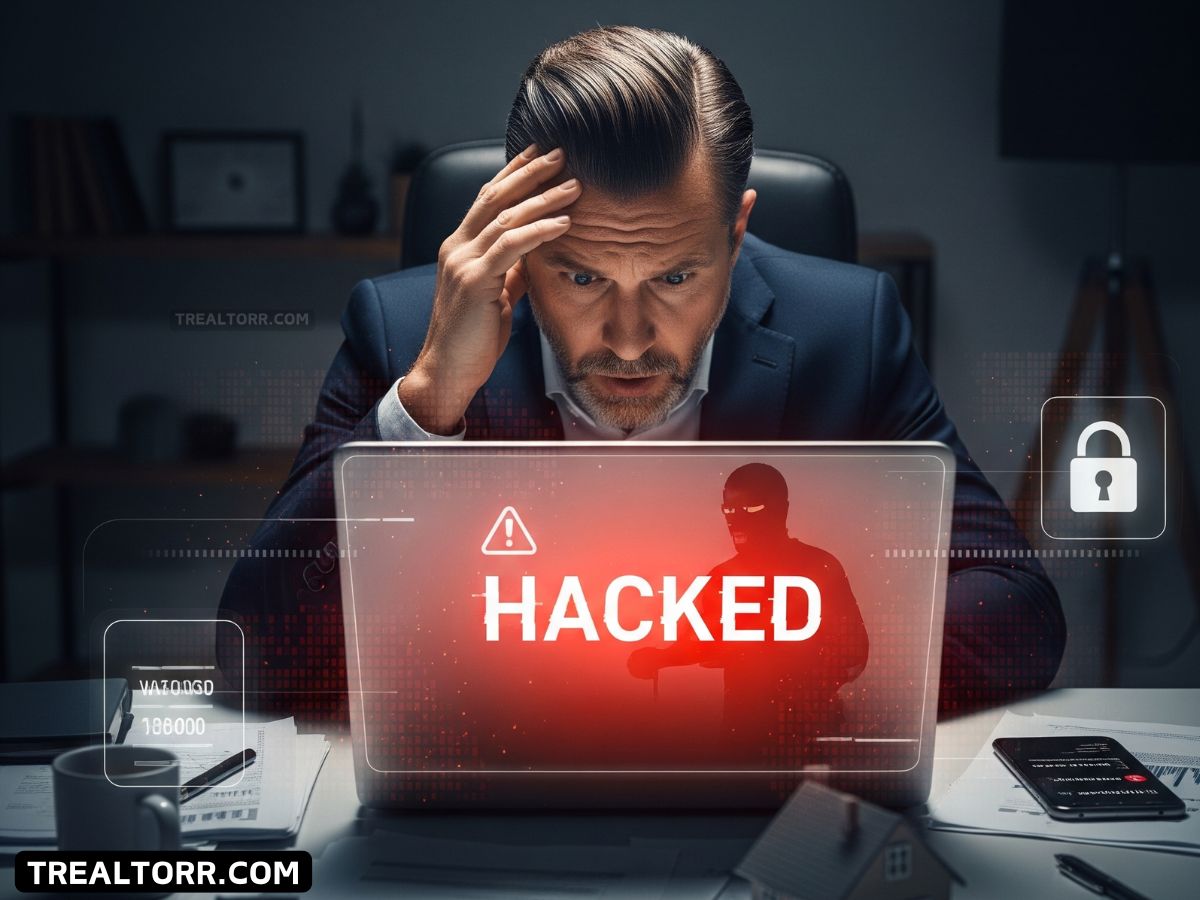 A realtor getting hacked using his laptop, computer 💻