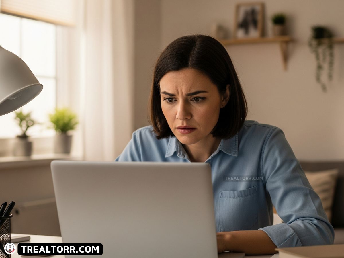 Homebuyer checking FBI warning about real estate fraud while looking at a suspicious email on a laptop.