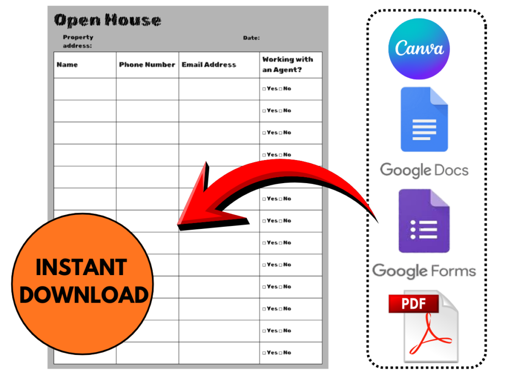 Open House Sign In Sheet (Chalkboard Style)