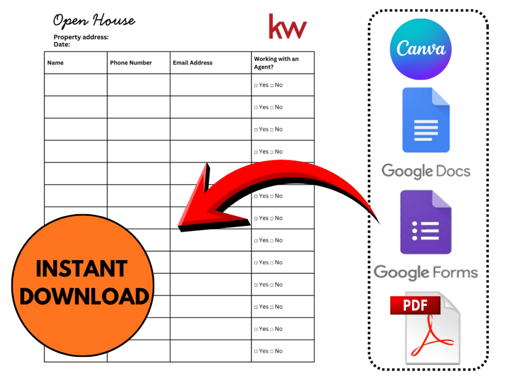 Open House Sign In Sheet (Keller Williams Style)