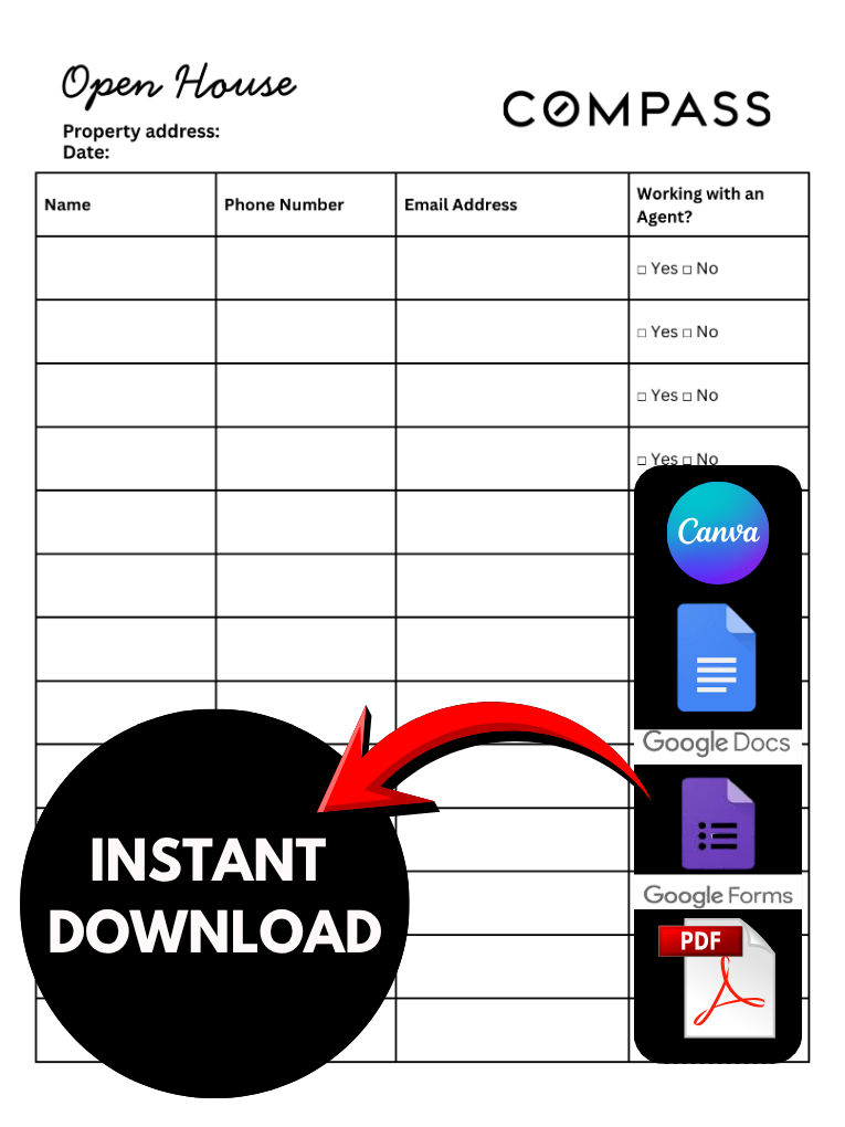 Open House Sign In Sheet (Compass Style)