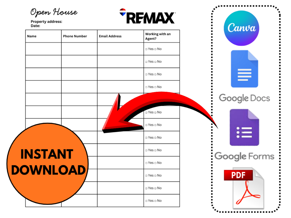 Open House Sign In Sheet (RE/MAX Style)